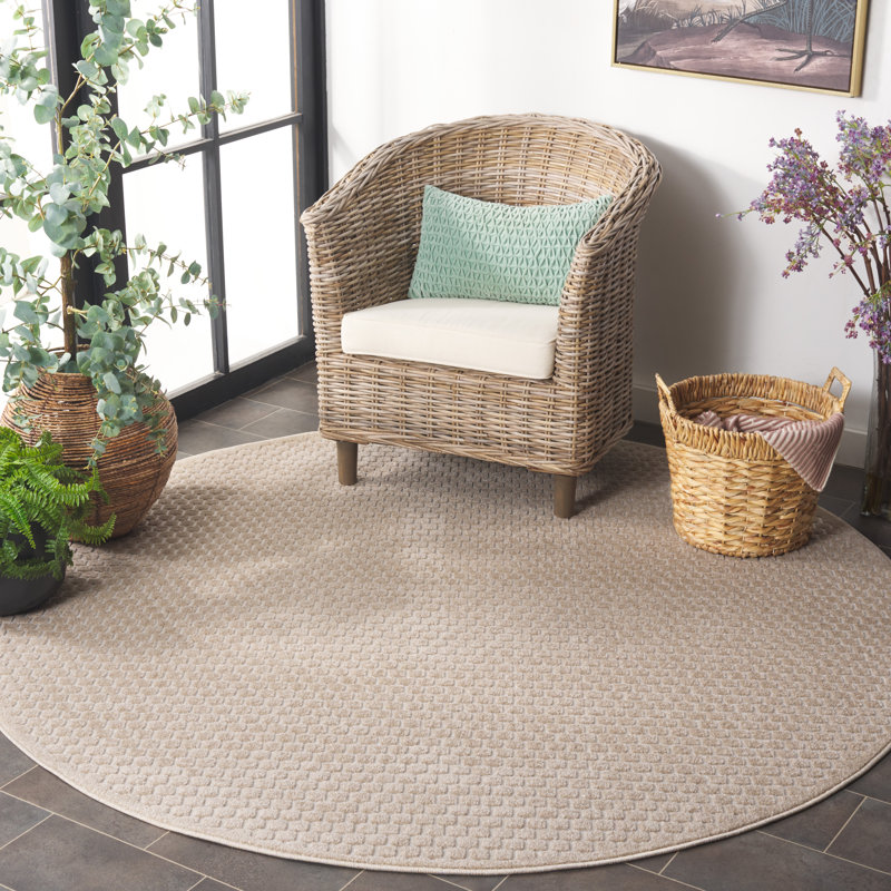 Tapis de couleur unie Mehis Stella Performance, Rond 6 pi 7 po 
