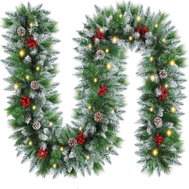 2cm Lighted Faux Pine Garland with Lights