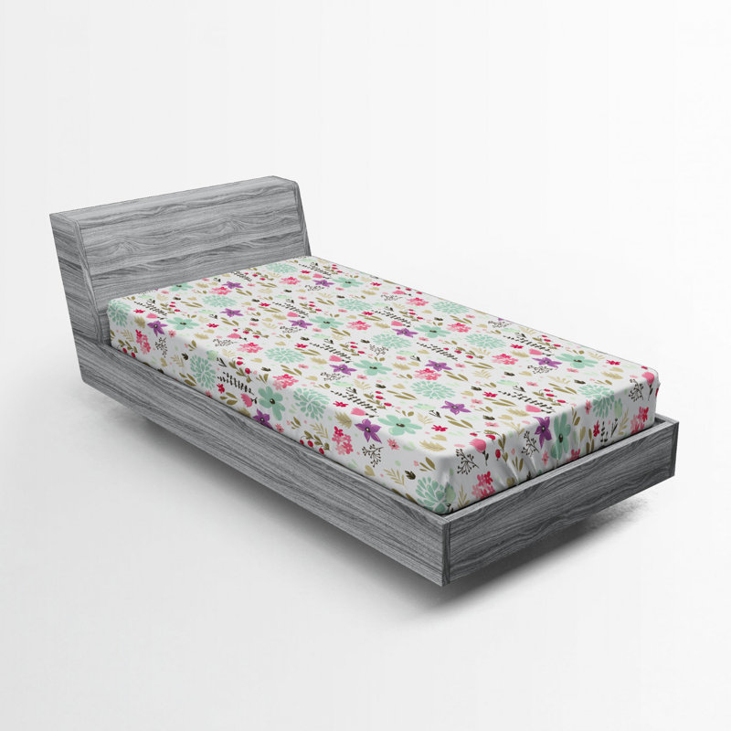 Microfiber Fitted Sheet, Twin XL Fitted Sheet, White Floral 3