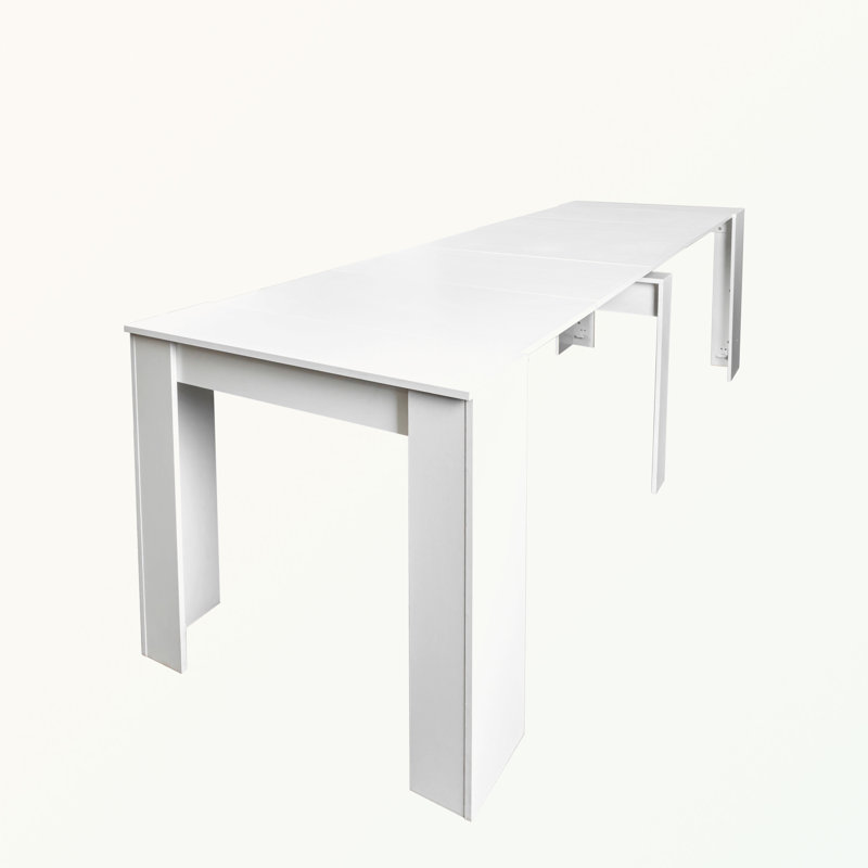 Mallary Drop Leaf extendable Dining Table，Multifunctional extendable console table, White