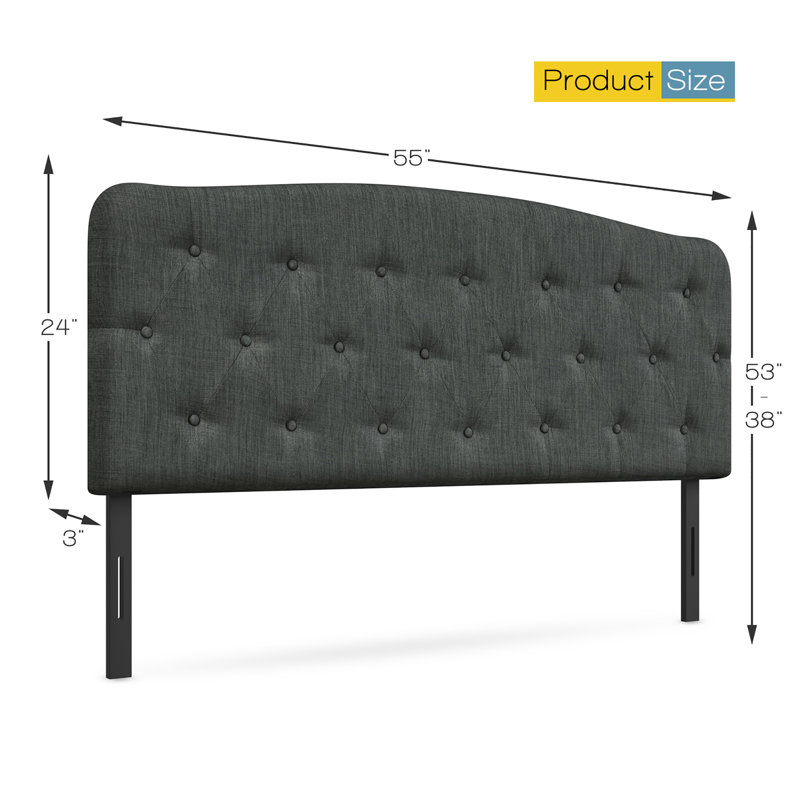 Upholstered Headboard, Dark Gray