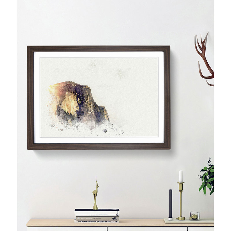 Half Dome at in California in Abstract - Picture Frame Graphic Art Print, 27cm H x 36cm W x 2cm D, Walnut Framed