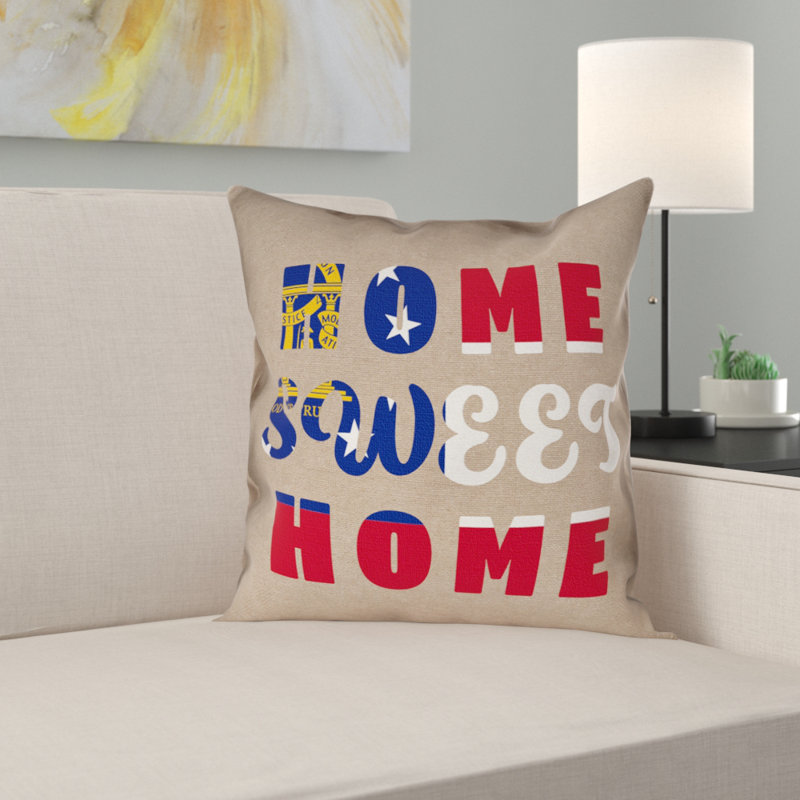 Oreiller Katelyn Smith Home Sweet Georgia, 26 po x 26 po, Croisé en coton - utilisation intérieure seulement