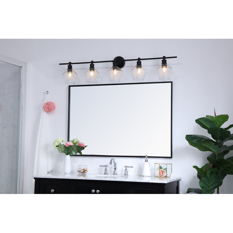 Gene light glass Wall sconce, 5 Lights, Clear, Black