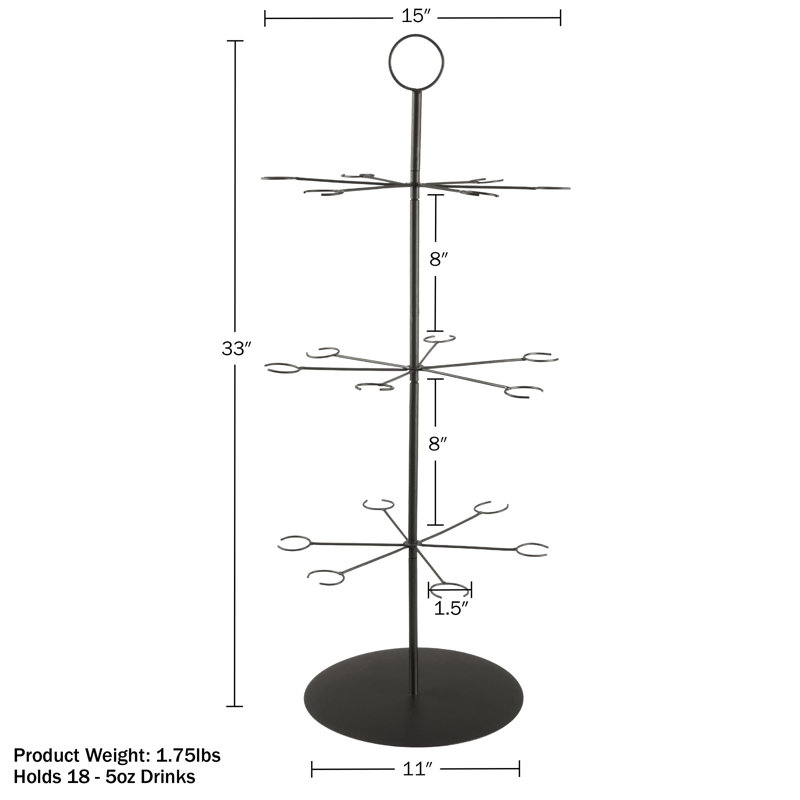 Support à cocktail en forme d'arbre à cocktail à 3 niveaux pouvant contenir 18 verres à pied - pour des décorations de mariage, de douche ou de fiançailles par Lavish Home