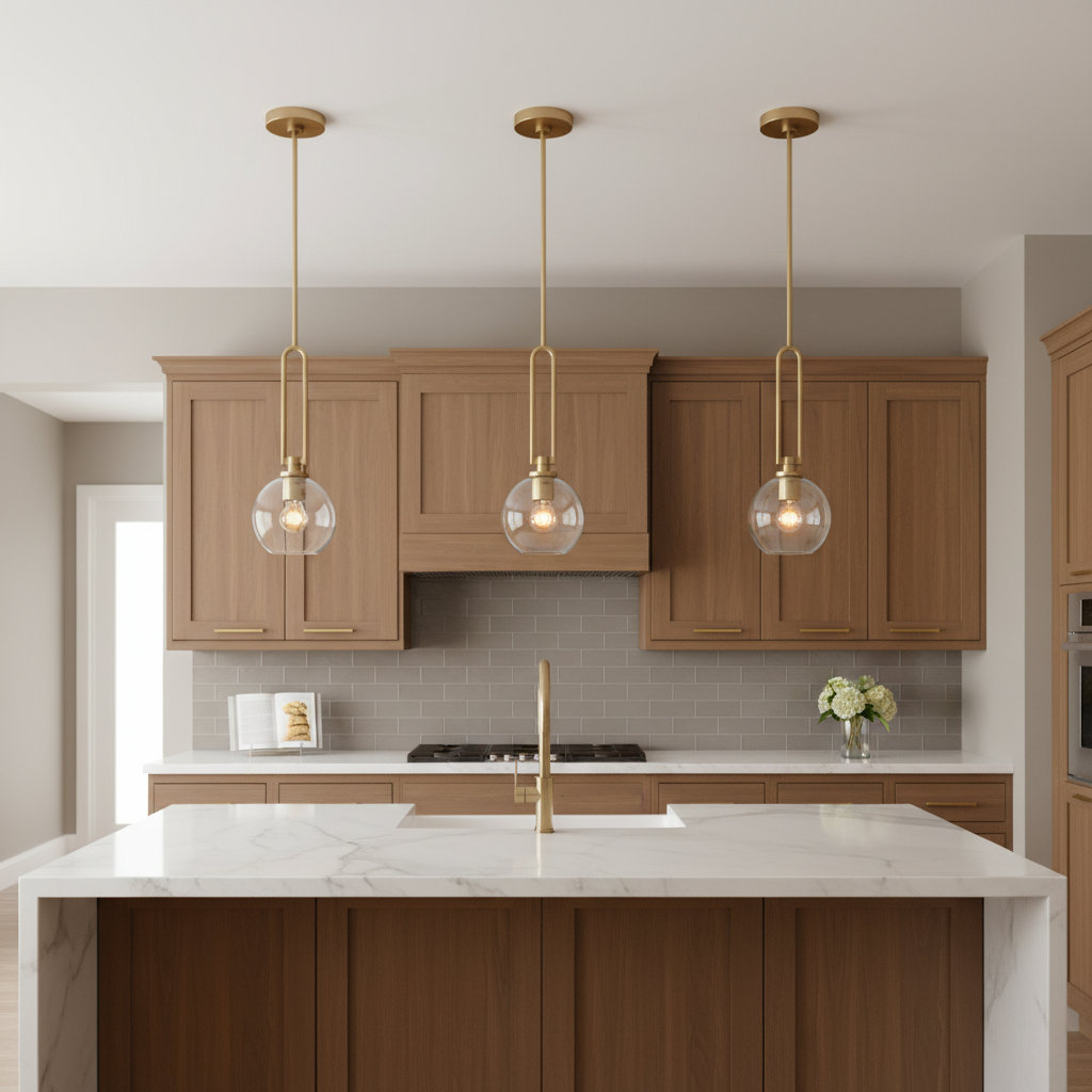Hermina Single Light Glass Dimmable Pendant, Satin Brass