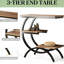 Table d'appoint industrielle chic à trois niveaux en forme de C pour petits espaces, structure noire mate, plateau brun rustique, idéale pour les espaces étroits, construction stable avec pieds, 64,3 cm (H) x 58,6 cm (L) x 29,4 cm (l), marche d'extrémité