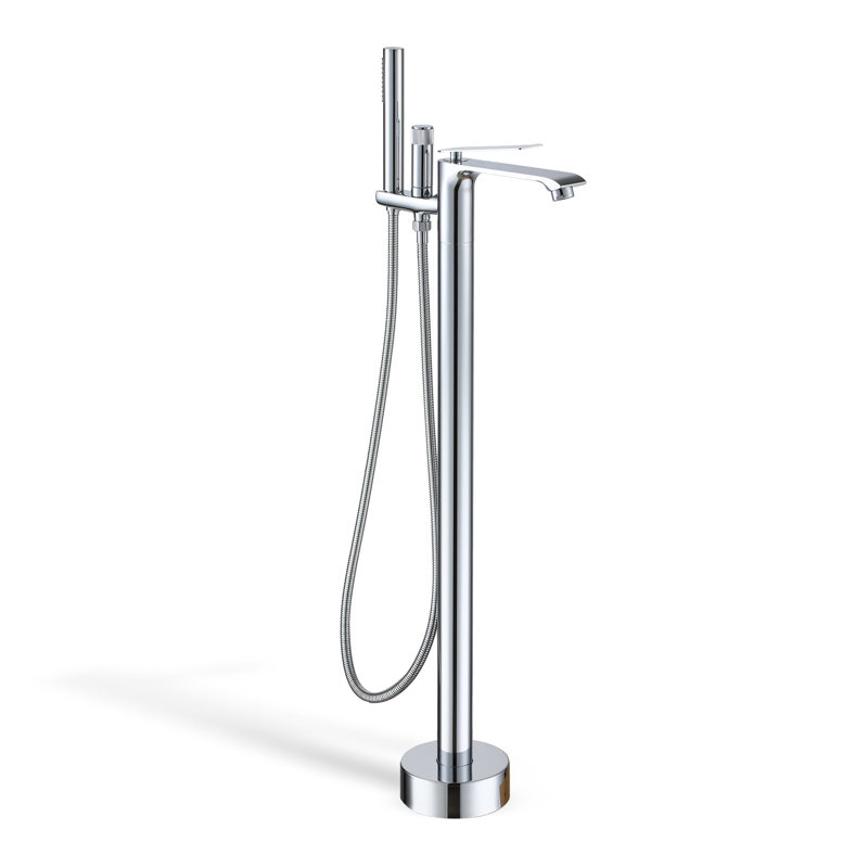 Single Handle Floor Mounted Freestanding Tub Filler with Diverter, Chrome