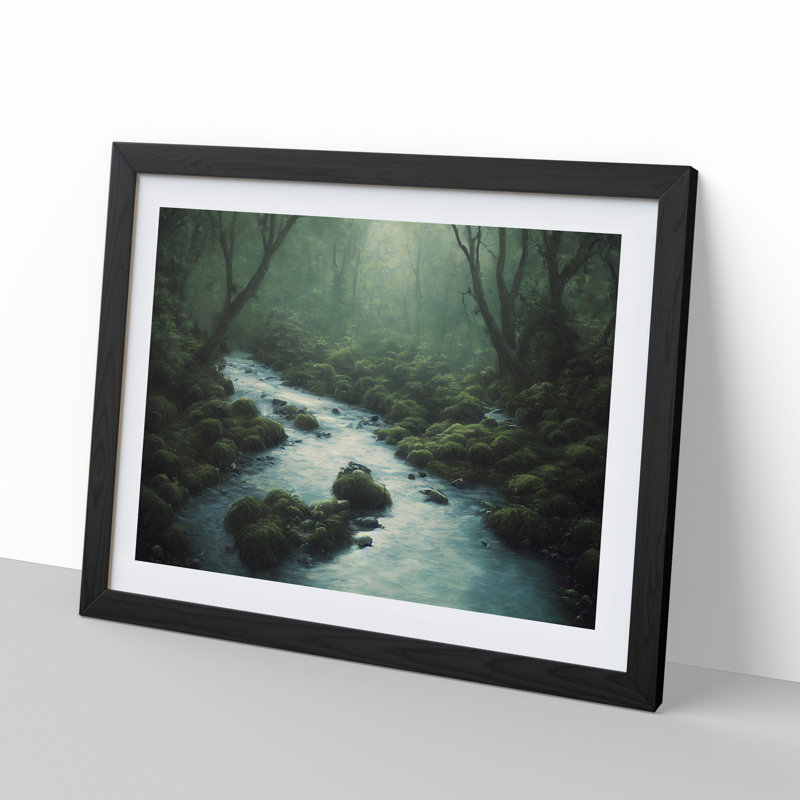 Amazing Forest Stream - Framed Print, Black, 46cm H x 64cm W x 2cm D