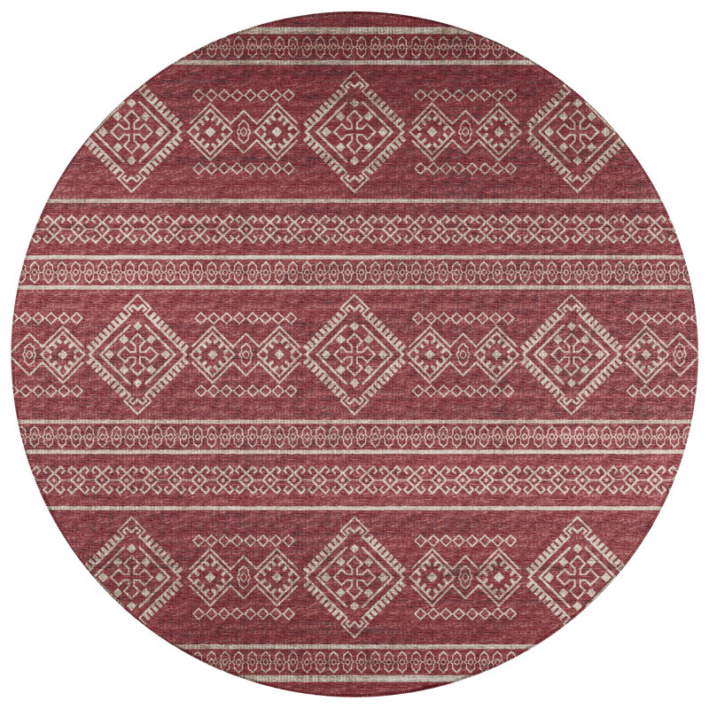 Anazia Chenille Washable Indoor/Outdoor Rug, Round 8'