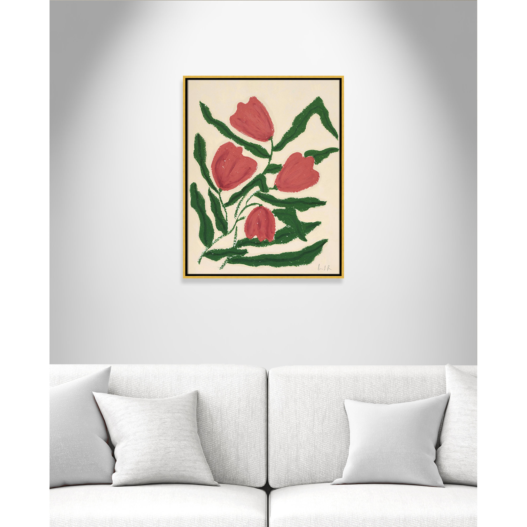 Red Tulips  Print by Camilla Bergqvist, 29.5" H x 23.5" W, Gold