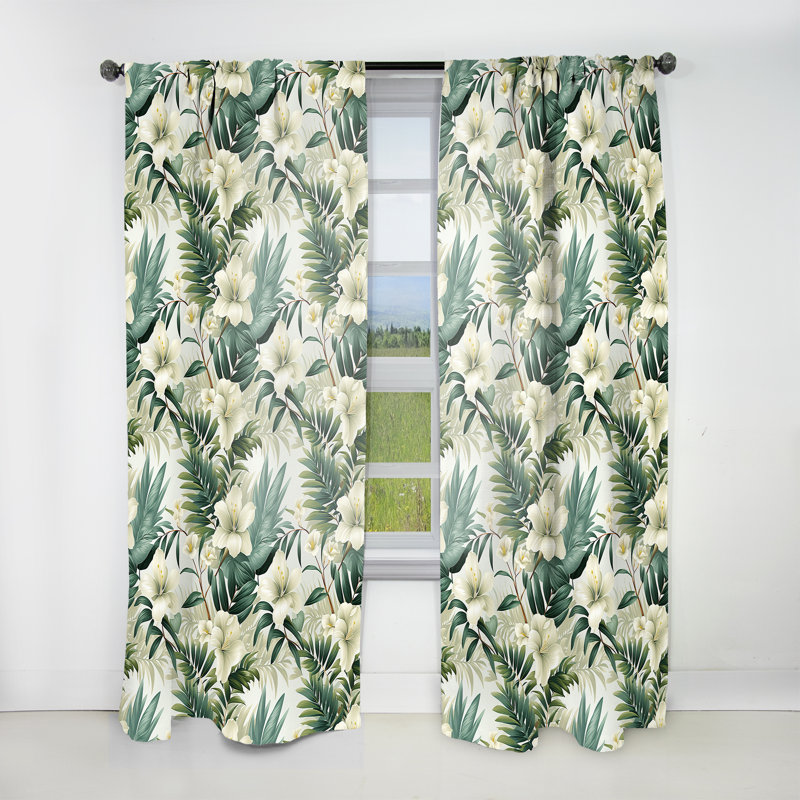 Serene Botanics Tropical Motif I - Rideau floral - Rideau floral obscurcissant - 1 panneau, L 52 po x L 108 po