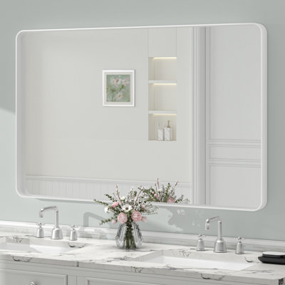 Molly Tempered Glass and Metal Framed French Cleat Mounted Wall Bathroom / Vanity Mirror