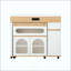 Îlot de cuisine mobile extensible avec rangement, chariot de cuisine avec plateau coulissant, armoire vitrée et roulettes verrouillables, poste de préparation multifonctionnel pour cuisine/salle à manger-47411108