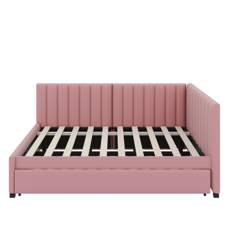 Lit de jour double avec lit gigogne, Rose