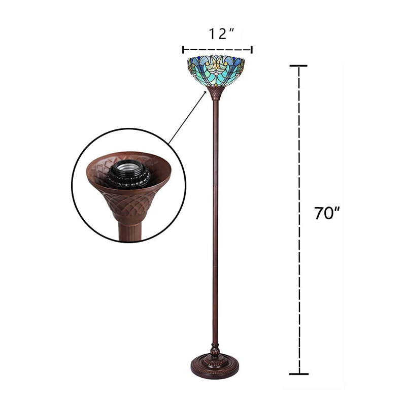 Timucin 70" Torchiere Floor Lamp, Dark Bronze, Green