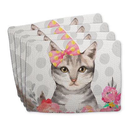 Ensemble de 4 charmants napperons en polyester tressé - Décoration intérieure