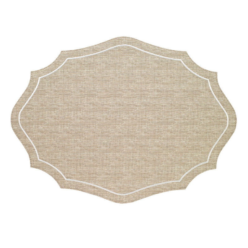 Byzantine Vinyl Embroidered Novelty Placemat, Beige/White