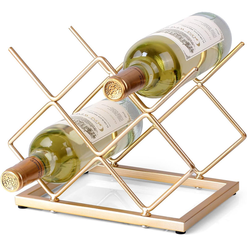 Small Wine Racks Countertop 5 Bottle Capacity, Gold