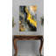 Art mural en verre trempé abstrait doré noir, décor de texture fluide de marbre moderne, impression de cadeau de bureau à domicile vertical grand luxe unique-1638669008