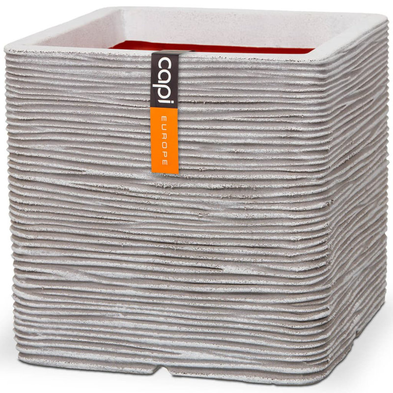 Capi Planter Nature Rib Square, 30 cm H x 30 cm W x 30 cm D, Brown