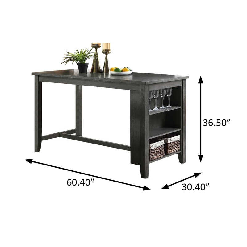 TABLE DE COMPTOIR DE 60,4 po AVEC GRIS DE RANGEMENT, GRIS