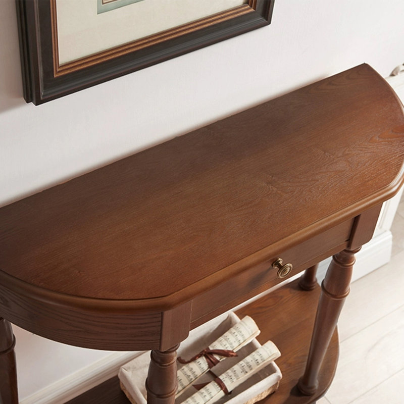 Retro Minimalist Console Table, Dark Brown Wood