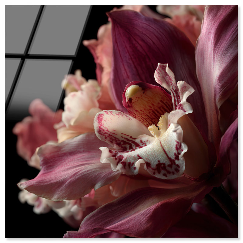 Velvet Labellum High-Gloss Frameless Acrylic Glass Wall Art Floral & Botanical Print by Oliver Gal, Ready to Hang, 12 x 12
