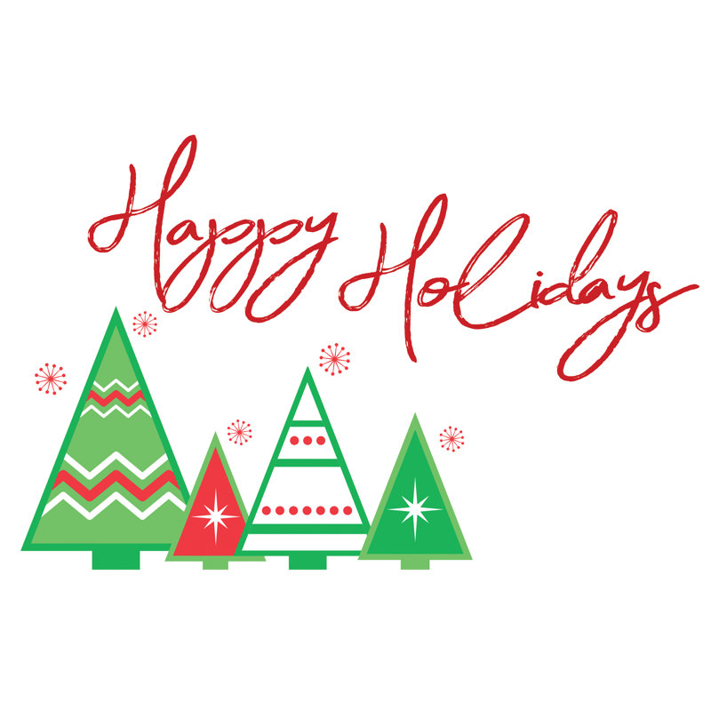 Happy Holidays Trees - Wrapped Canvas Print, 30cm H x 46cm W x 3.8cm D