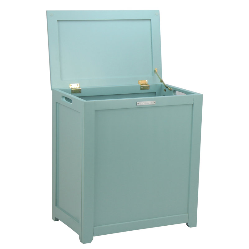 Turquoise MDF Wood Upright Laundry Hamper with Lid