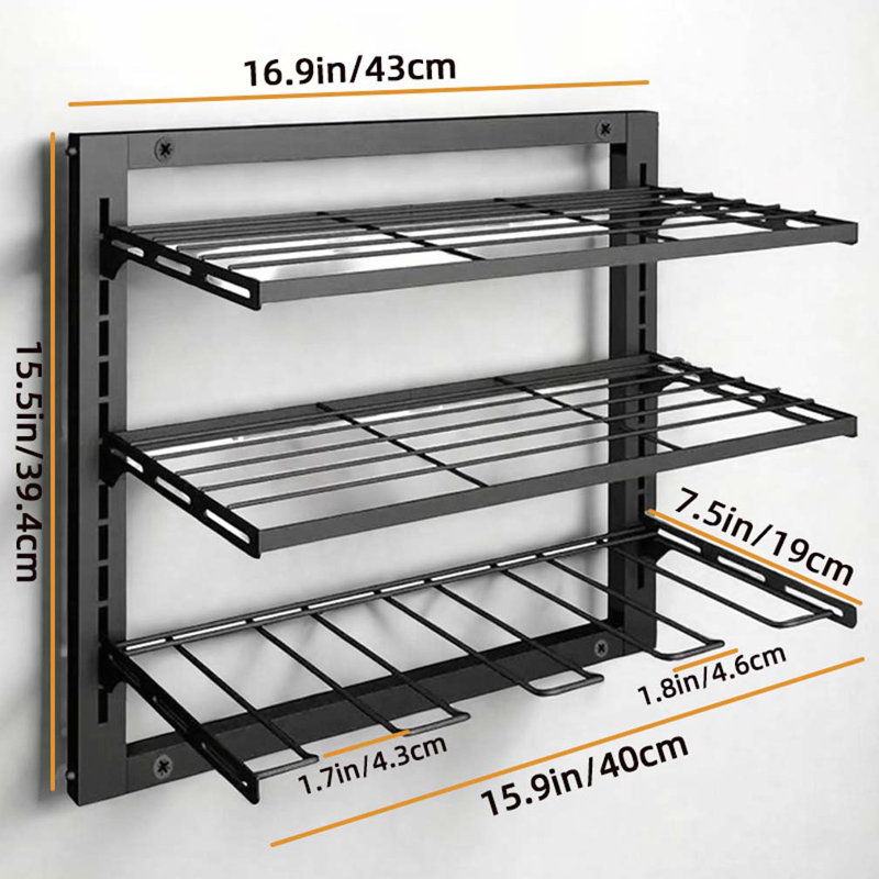 Support mural robuste en métal pour organisateur d'outils électriques, support de garage réglable à 3 niveaux, tablette d'atelier durable pour perceuses, tournevis, pinces