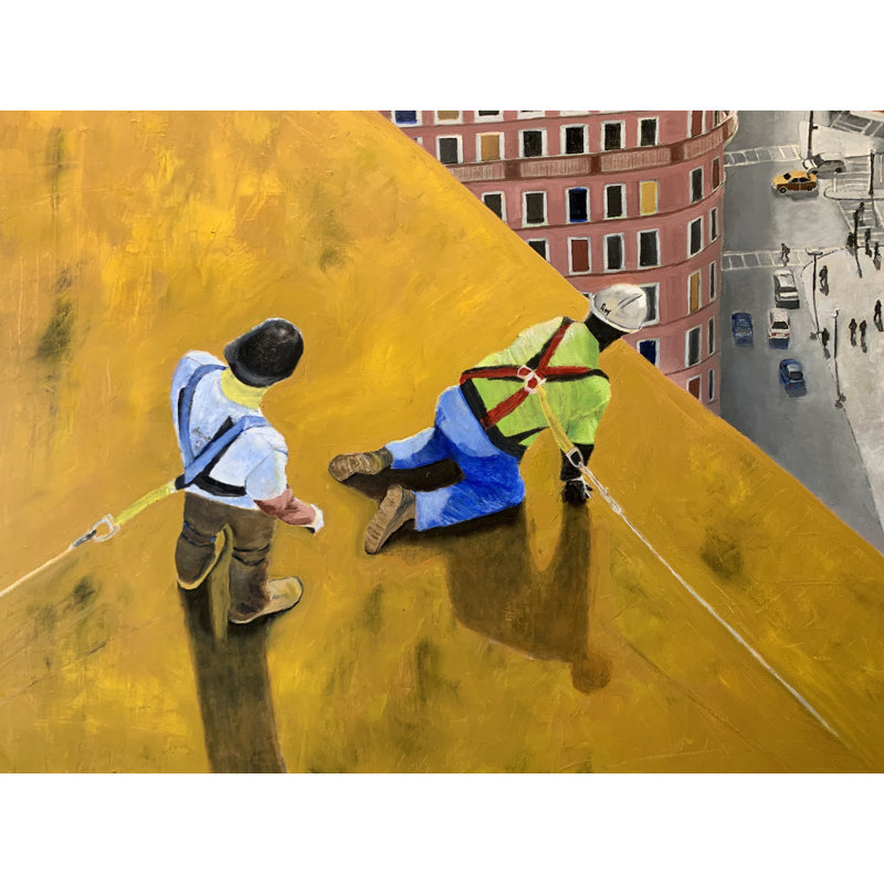 An Eye To Perspective Print by Sol Hartman, Black Framed Canvas, 24" H x 32" W