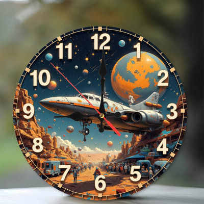 Spacecraft Desert Planet Clock Wall Decor