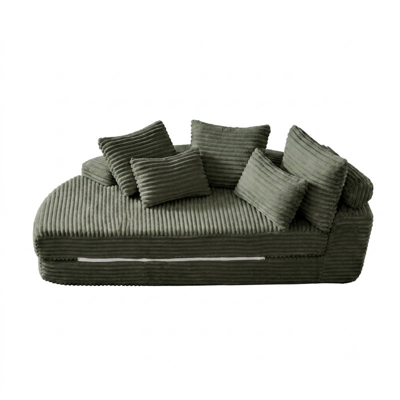 Fauteuil inclinable semi-circulaire 78,5 po 2-en-1 avec coussin de cou et coussins décoratifs, aucun assemblage requis, Green