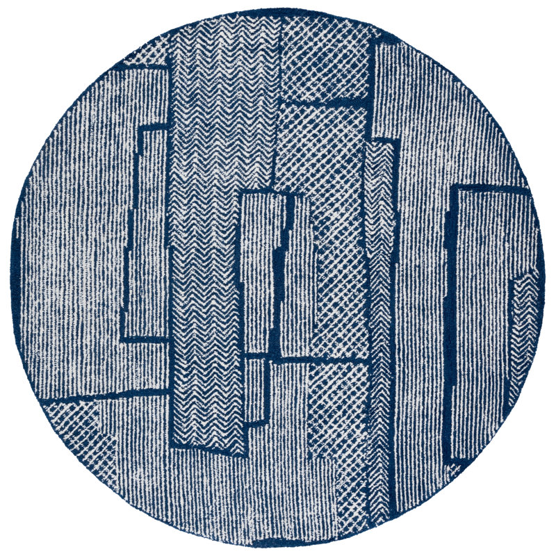 Abstract 776 Hand Tufted Wool Pile Abstract Indoor Use Only Rug, Round 6'