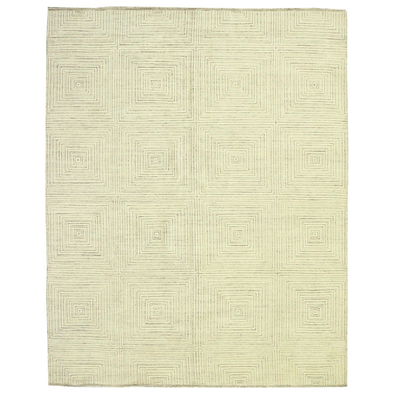 Pyramids Wool Geometric Area Rug in Ivory/Gray, Rectangle 7'11" x 10'1"