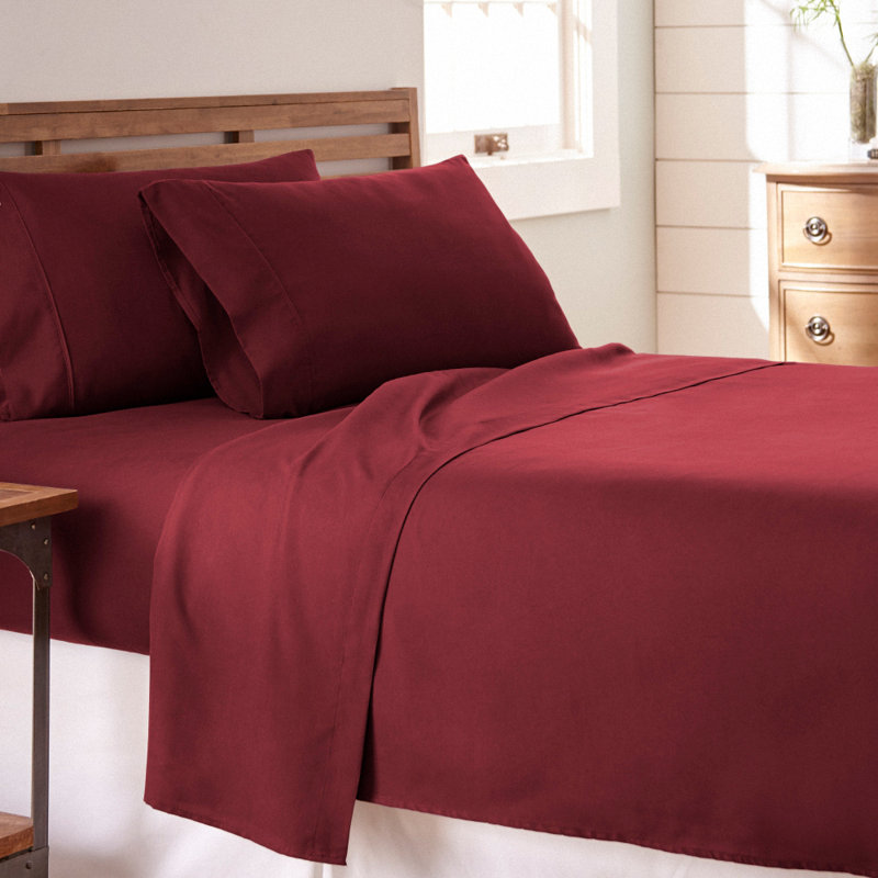Ensemble de draps en microfibre Sateen, Ensemble de draps pour lit simple TG + drap-housse, Cabernet
