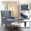 Button-Tufted Wingback Accent Chair - Solid Wood Legs with Rolled Arm &Thick Padded Cushion-603724948-575355502