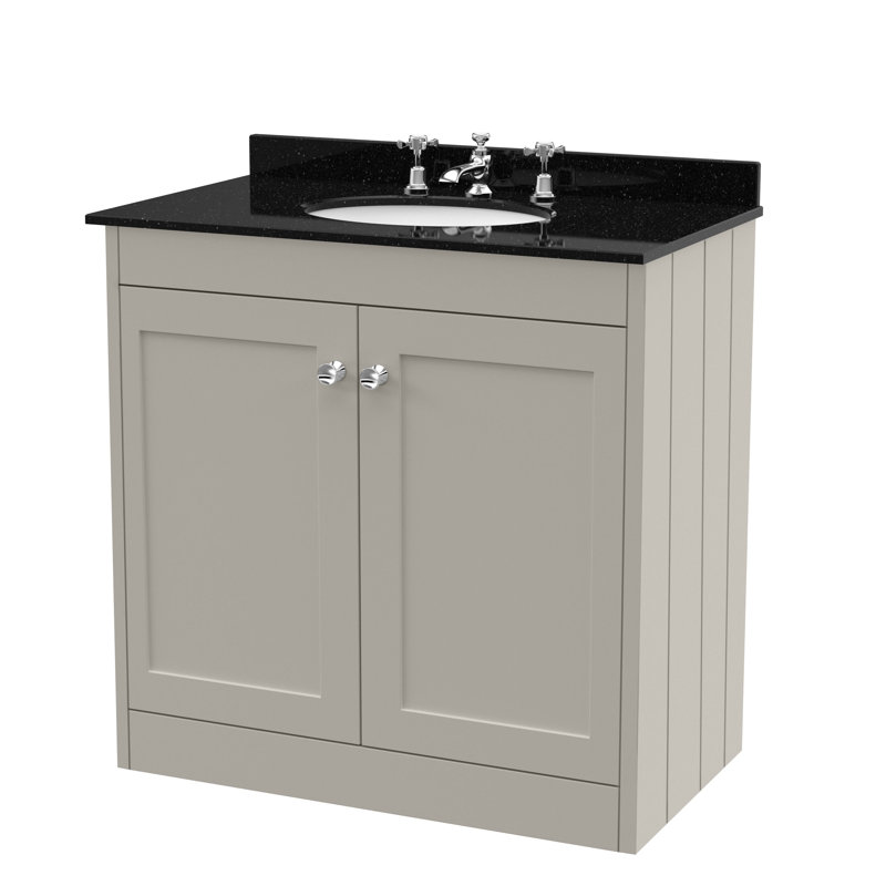 Ashwick Bathroom Vanity, Pebble Grey, 820 cm, Black