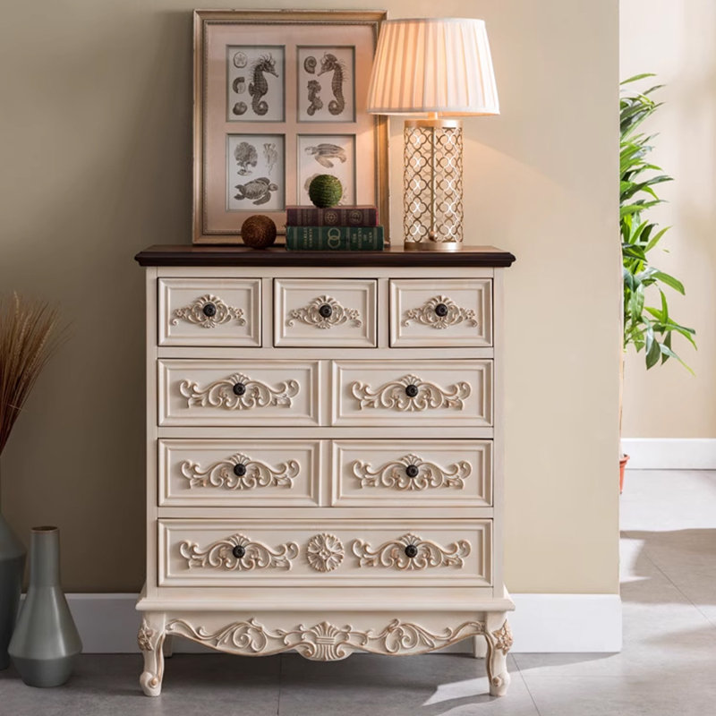 Armoire d'appoint en bois massif et manufacturé, Brun / blanc