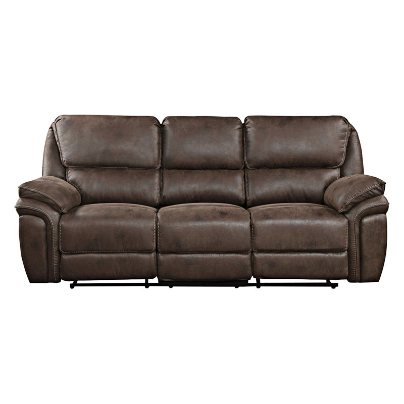 Plush  Design  Reclining Sofa  Microfiber Upholstery Solid Wood Frame Furniture 1Pc, Brown