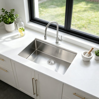 33" L x 19" W Undermount Workstation Single Bowl Stainless Steel Kitchen Sink with Accessories