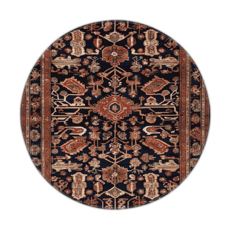 Turkish Brown Indoor and Outdoor Area Rug, Round 5'