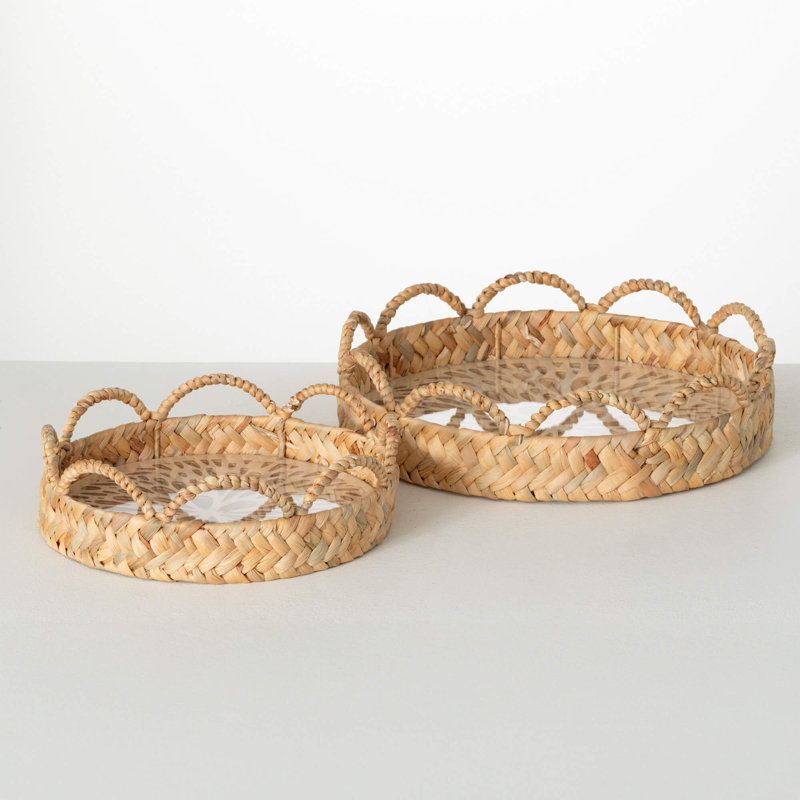 Ensemble de plateaux tissés à motifs de H 2, 4 po et H 4 po Brun