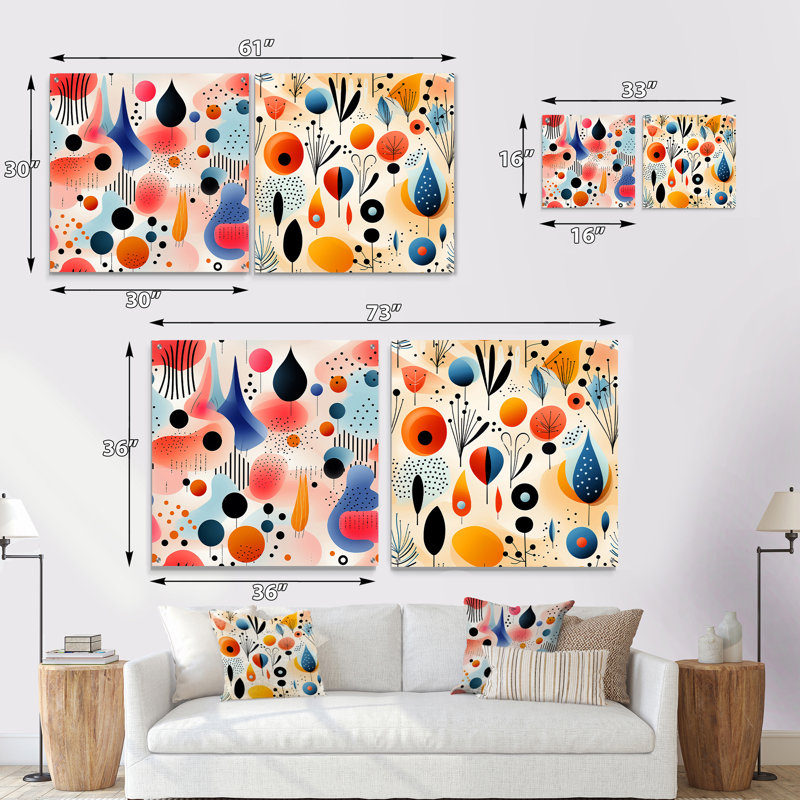 Clotaire - Ensemble de 2 verres muraux abstraits géométriques en acrylique, H 36 po x l 73 po