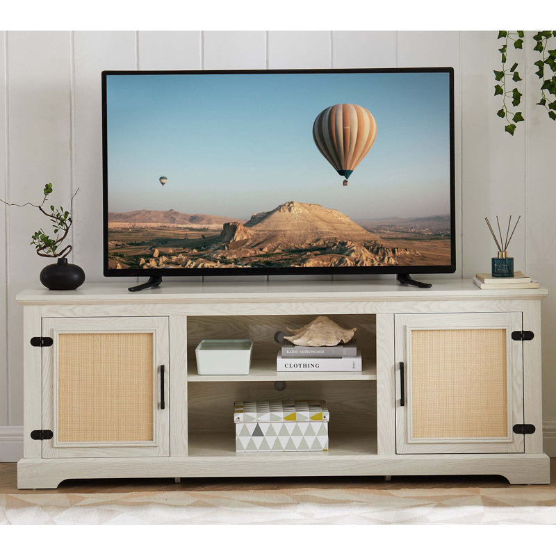 Rattan TV Stand Console Table for TVs up to 70 Inches