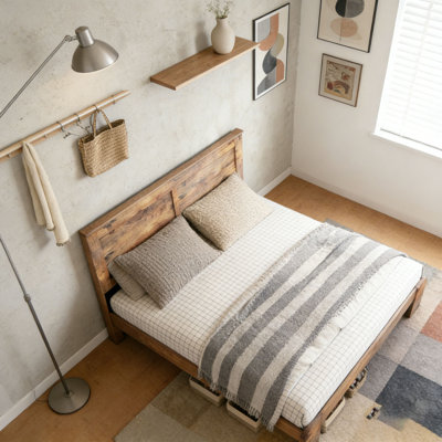 Wood Platform Bed Frame , Noise Free,No Box Spring Needed