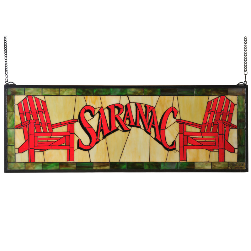 36"W X 13"H Saranac Adironack Chair Stained Glass Window