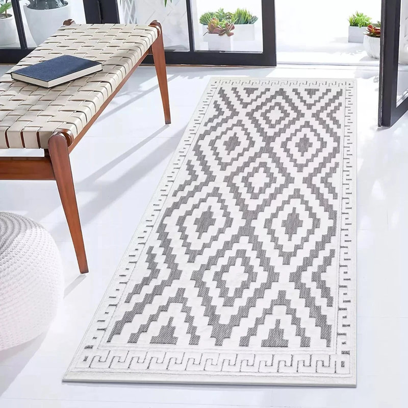 Avon Rug Grey Cream Large Area Rug, Non Slip Hallway Runner, Soft Carpet Door Mat for Living Room, Bedroom & Kitchen