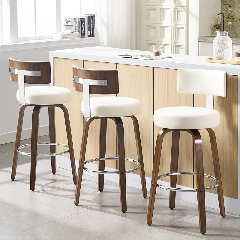 Tabouret de bar et de comptoir pivotant rembourré, Blanc, Tabouret de bar (siège d'une hauteur de 29 po)
